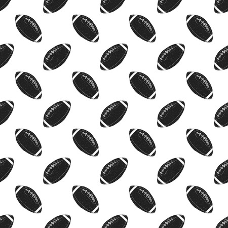 Football, rugby ball seamless pattern hand drawn sketch, vector illustration.のイラスト素材