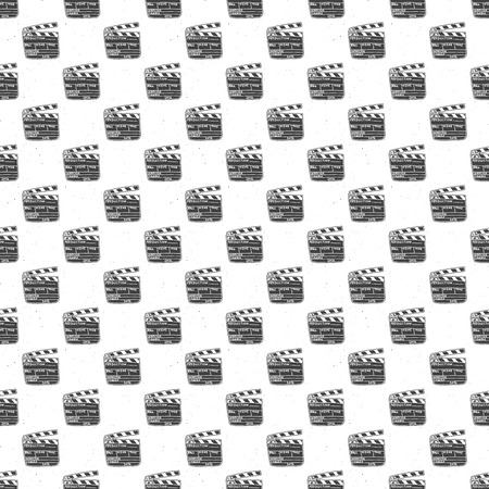Clapperboard seamless pattern, vintage handdrawn sketch, retro movie industry, vector illustration.のイラスト素材