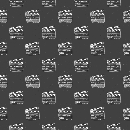 Clapperboard seamless pattern, vintage handdrawn sketch, retro movie industry, vector illustration.のイラスト素材