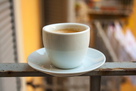 Cup of coffee esspresso, with blured background.の写真素材