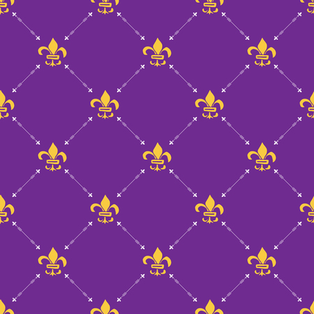 Mardi Gras seamless pattern vector illustration. Hand drawn sketched doodle Holiday elements and royal symbols, Vector illustration.のイラスト素材