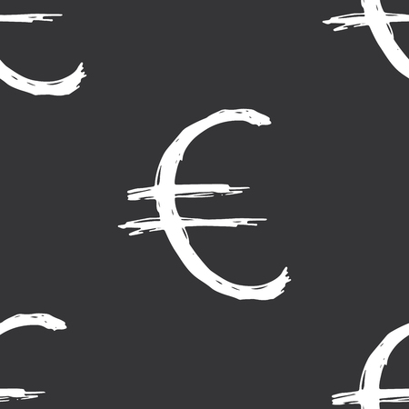 Euro sign icon brush lettering seamless pattern, Grunge calligraphic symbols background, vector illustration.のイラスト素材