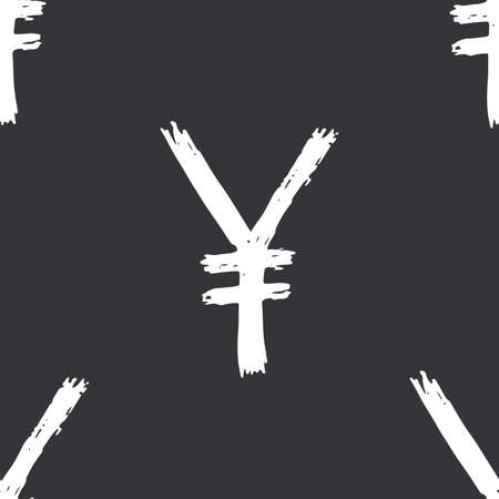 Yen sign icon brush lettering seamless pattern, Grunge calligraphic symbols background, vector illustration.のイラスト素材