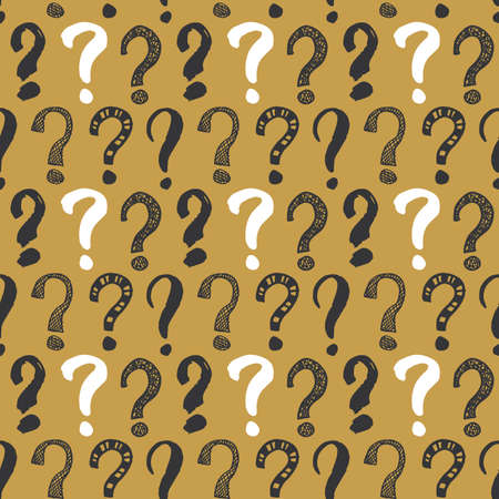 Questions marks with hand drawn sketched doodle signs, grunge textured retro.のイラスト素材