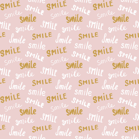 A Smile lettering seamless pattern. Hand drawn sketched calligraphic signs vector illustrationのイラスト素材