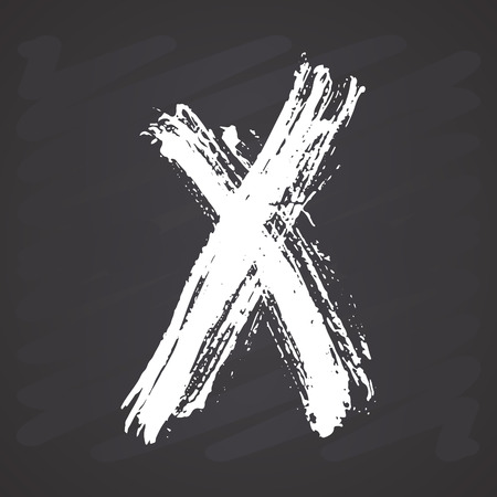 X Mark grunge textured hand drawn, vector illustration on chalkboard background.のイラスト素材