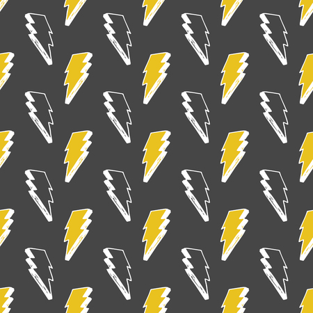 Lightning seamless pattern vector illustration. Hand drawn sketched doodle lightning symbols.のイラスト素材