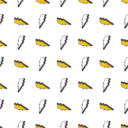 Lightning seamless pattern vector illustration. Hand drawn sketched doodle lightning symbols.のイラスト素材