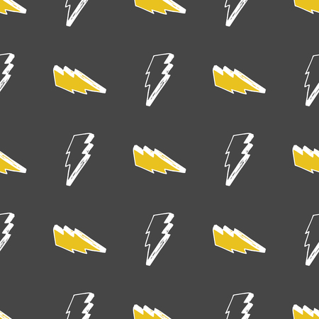 Lightning seamless pattern vector illustration. Hand drawn sketched doodle lightning symbols.のイラスト素材