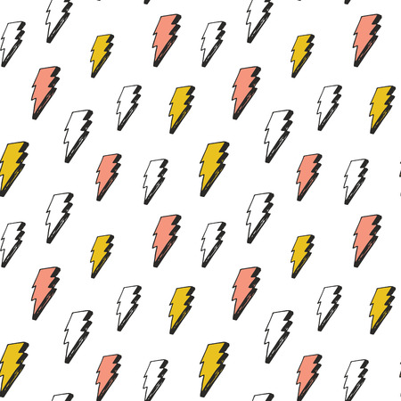 Lightning seamless pattern vector illustration. Hand drawn sketched doodle lightning symbols.のイラスト素材