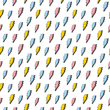 Lightning seamless pattern vector illustration. Hand drawn sketched doodle lightning symbols.
