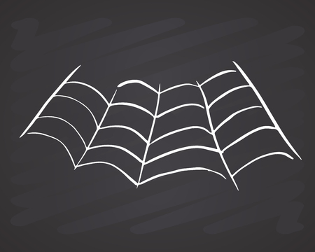 Spider web Hand drawn sketched web vector illustration on chalkboard background.のイラスト素材