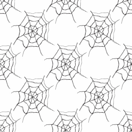 Spider web seamless pattern vector illustration. Hand drawn sketched web background .のイラスト素材