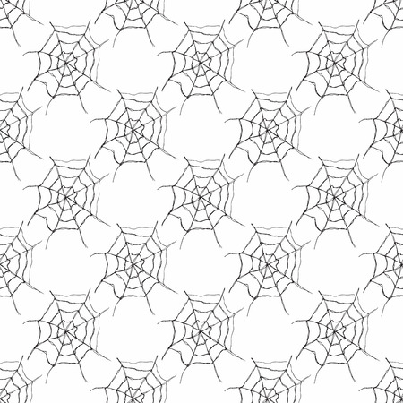 Spider web seamless pattern vector illustration. Hand drawn sketched web background .のイラスト素材