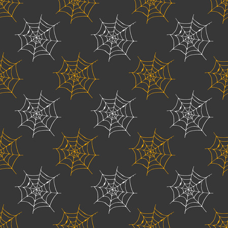 Spider web seamless pattern vector illustration. Hand drawn sketched web background .のイラスト素材