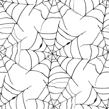 Spider web seamless pattern vector illustration. Hand drawn sketched web background .のイラスト素材