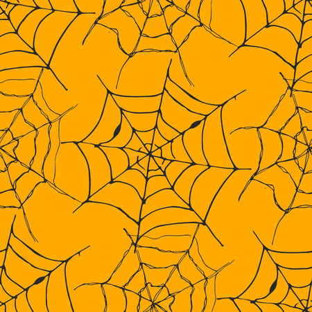 Spider web seamless pattern vector illustration. Hand drawn sketched web background .のイラスト素材