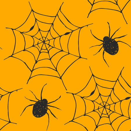 Spider web seamless pattern vector illustration. Hand drawn sketched web background .のイラスト素材