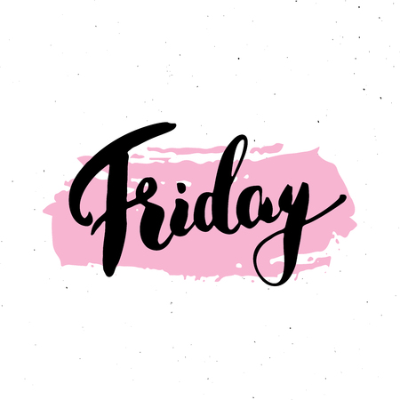Friday lettering quote, Hand drawn calligraphic sign. Vector illustration.のイラスト素材
