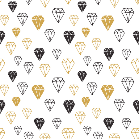 Diamond seamless pattern vector illustration. Hand drawn sketched doodle diamond symbols background.のイラスト素材