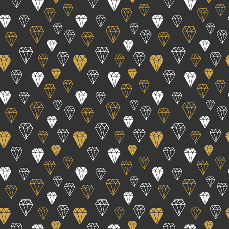Diamond seamless pattern vector illustration. Hand drawn sketched doodle diamond symbols background.のイラスト素材