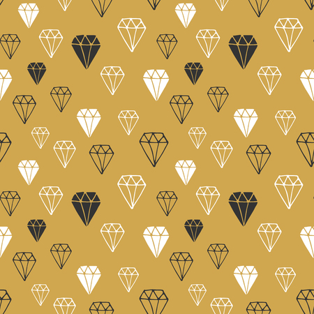 Diamond seamless pattern vector illustration. Hand drawn sketched doodle diamond symbols background.のイラスト素材