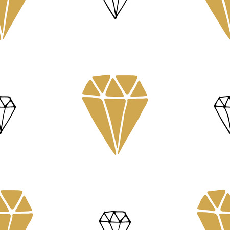 Diamond seamless pattern vector illustration. Hand drawn sketched doodle diamond symbols background.のイラスト素材