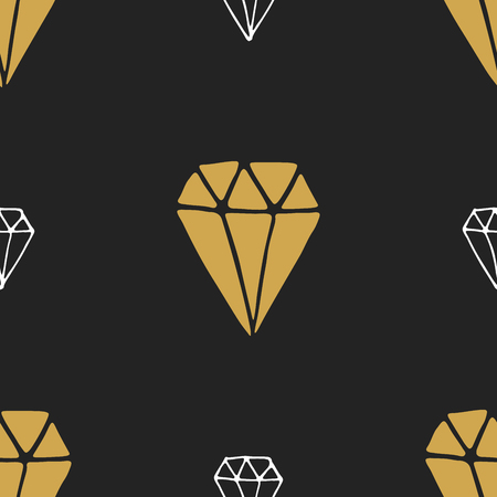 Diamond seamless pattern vector illustration. Hand drawn sketched doodle diamond symbols background.のイラスト素材