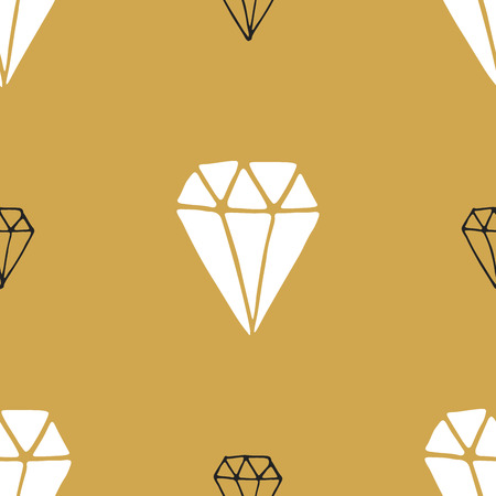 Diamond seamless pattern vector illustration. Hand drawn sketched doodle diamond symbols background.のイラスト素材