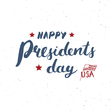 Happy President's Day Vintage USA greeting card, United States of America celebration. Hand lettering, american holiday grunge textured retro design vector illustrationのイラスト素材