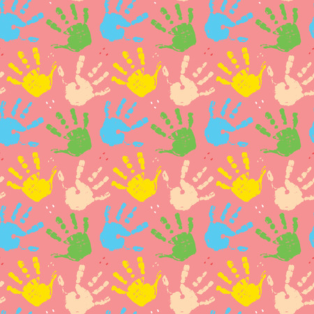 Hand stamp seamless pattern, paint stain background vector illustration.のイラスト素材