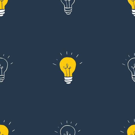Light bulb Seamless Pattern hamd drawn. Vector Illustration.のイラスト素材
