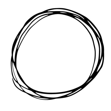 Round Frame, grunge textured hand drawn element, vector illustration isolated on white background.のイラスト素材