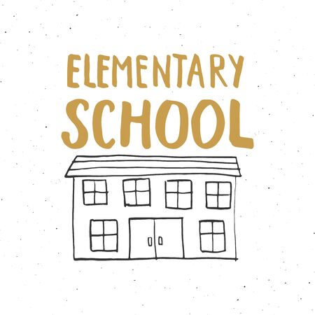Back to School Calligraphic Lettering. Calligraphy Lettering with School Elements, sketch doodles. Hand Drawn Text Vector illustration .のイラスト素材