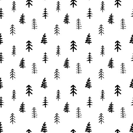 Pine tree seamless pattern. New Year and Christmas background, vector Illustration.のイラスト素材