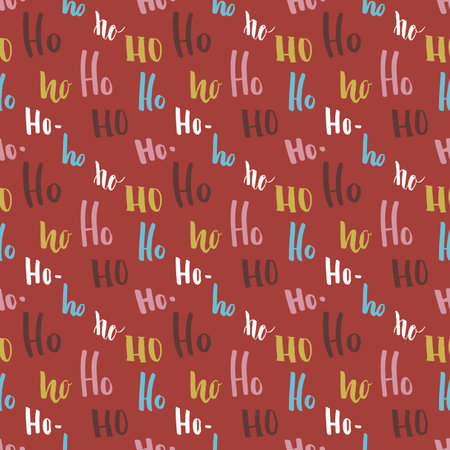 New Year and Christmas seamless pattern, with Ho Ho Ho hand drawn letters, vector Illustration Background.のイラスト素材