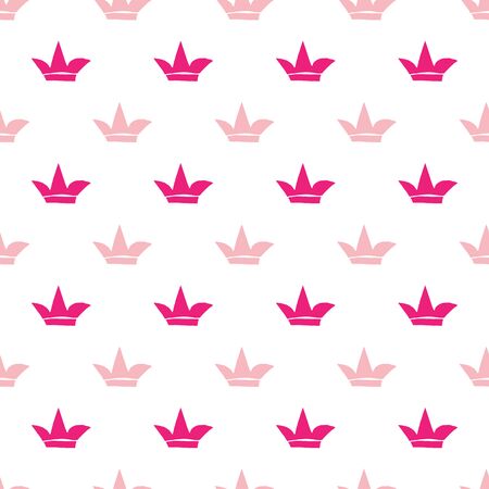 Crown Seamless Pattern, hand drawn royal doodles background, Vector Illustration.のイラスト素材