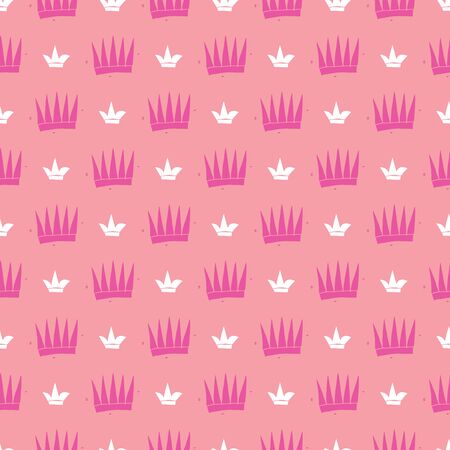 Crown Seamless Pattern, hand drawn royal doodles background, Vector Illustration.のイラスト素材