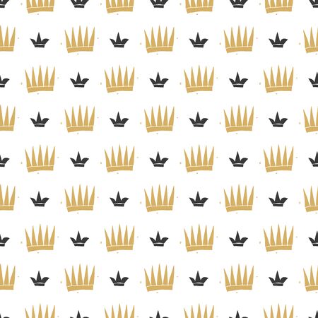 Crown Seamless Pattern, hand drawn royal doodles background, Vector Illustration.のイラスト素材