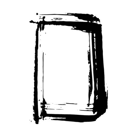 Frame or text box, grunge textured hand drawn elements set, vector illustration isolated on white background.のイラスト素材