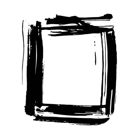 Frame or text box, grunge textured hand drawn elements set, vector illustration isolated on white background.のイラスト素材