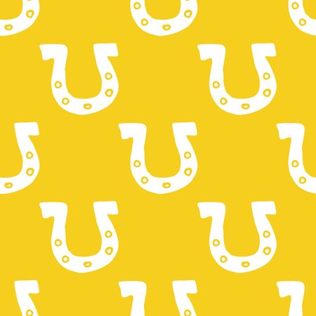 Horseshoe Seamless Pattern, Hand Drawn doodle background. Vector illustration.のイラスト素材