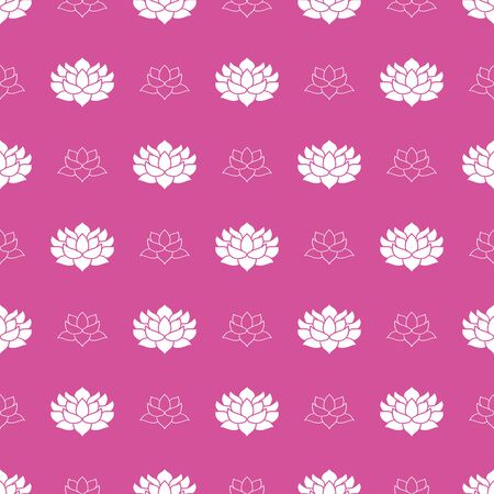 Lotus flower Seamless Pattern, Hand Drawn doodle background. Vector illustration.のイラスト素材