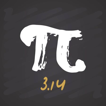 Pi symbol hand drawn icon, Grunge calligraphic mathematical sign, vector illustration on chalkboard background.のイラスト素材