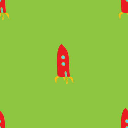 Rocket Seamless pattern. Cute Doodles space ships sketch. Hand drawn Cartoon Vector illustration.のイラスト素材