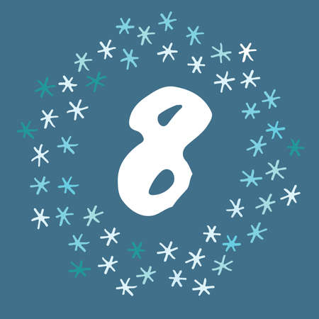 Christmas advent calendar. Hand drawn elements and numbers. Winter holidays calendar card design, Vector illustration.のイラスト素材