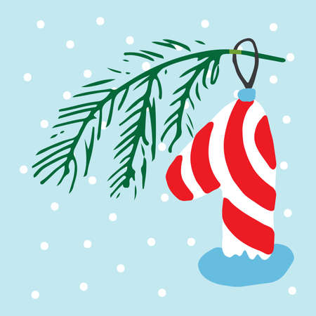 Christmas advent calendar. Hand drawn elements and numbers. Winter holidays calendar card design, Vector illustration.のイラスト素材