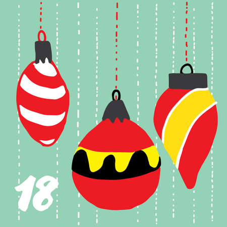 Christmas advent calendar. Hand drawn elements and numbers. Winter holidays calendar card design, Vector illustration.のイラスト素材