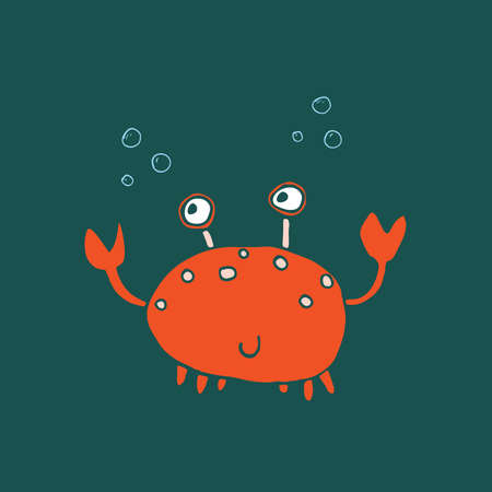 Cute Crab Cartoon Animal, baby and children print design Vector Illustration.のイラスト素材