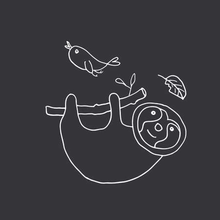 Cute Sloth Cartoon Animal, baby and children print design Vector Illustration.のイラスト素材